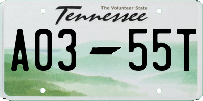 TN license plate A0355T