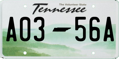 TN license plate A0356A