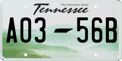 TN license plate A0356B