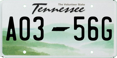 TN license plate A0356G