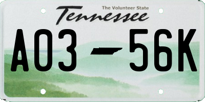 TN license plate A0356K