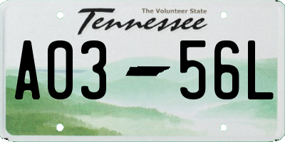 TN license plate A0356L