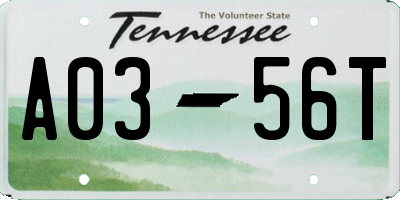TN license plate A0356T
