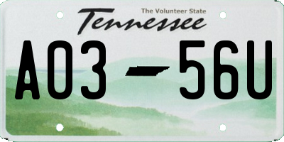 TN license plate A0356U