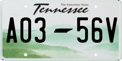 TN license plate A0356V