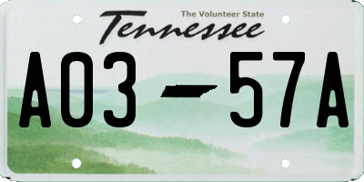 TN license plate A0357A