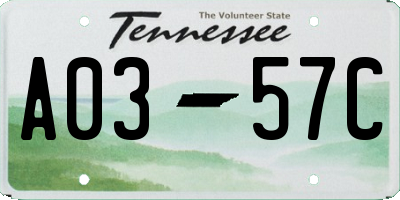 TN license plate A0357C