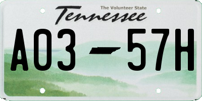 TN license plate A0357H