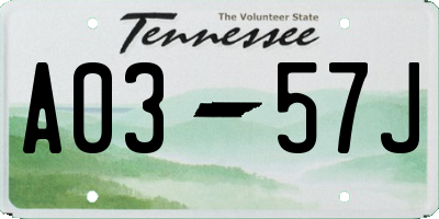TN license plate A0357J