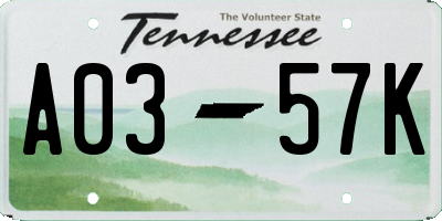 TN license plate A0357K
