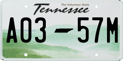 TN license plate A0357M