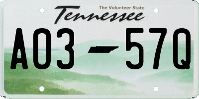 TN license plate A0357Q