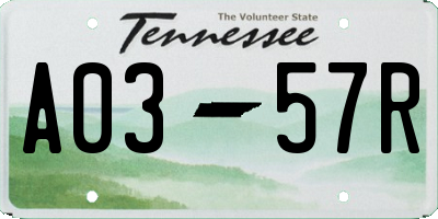 TN license plate A0357R
