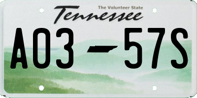 TN license plate A0357S