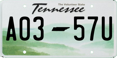 TN license plate A0357U