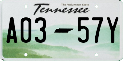 TN license plate A0357Y