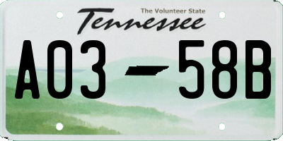 TN license plate A0358B