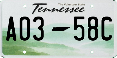 TN license plate A0358C