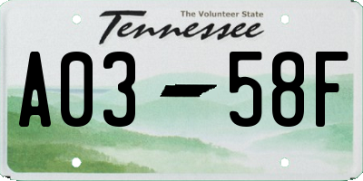 TN license plate A0358F