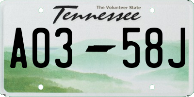 TN license plate A0358J