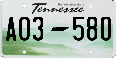 TN license plate A0358O