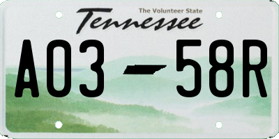 TN license plate A0358R