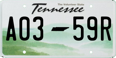 TN license plate A0359R