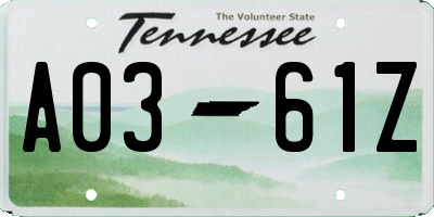 TN license plate A0361Z