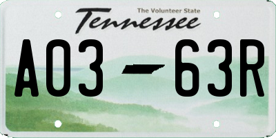 TN license plate A0363R