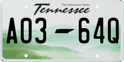 TN license plate A0364Q