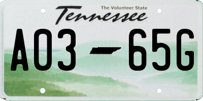 TN license plate A0365G