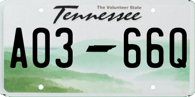 TN license plate A0366Q