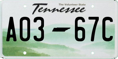 TN license plate A0367C