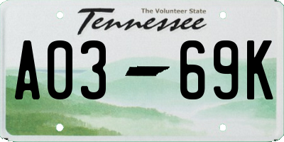 TN license plate A0369K