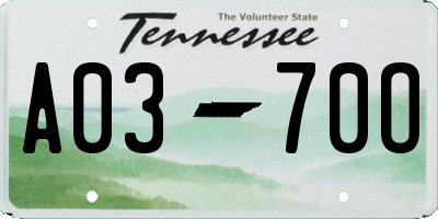 TN license plate A0370O