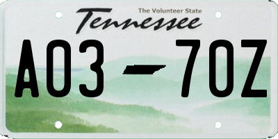 TN license plate A0370Z