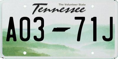 TN license plate A0371J