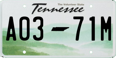 TN license plate A0371M