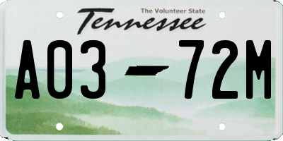 TN license plate A0372M