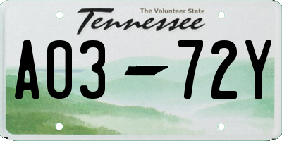 TN license plate A0372Y