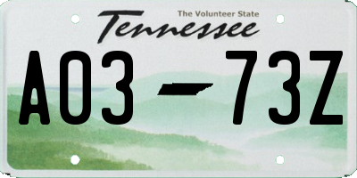 TN license plate A0373Z