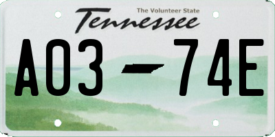 TN license plate A0374E