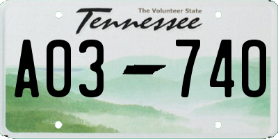 TN license plate A0374O