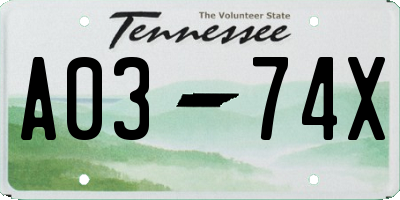 TN license plate A0374X