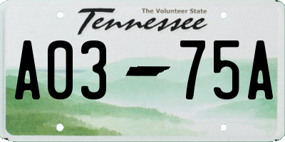 TN license plate A0375A