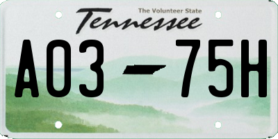 TN license plate A0375H