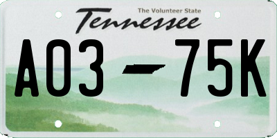 TN license plate A0375K