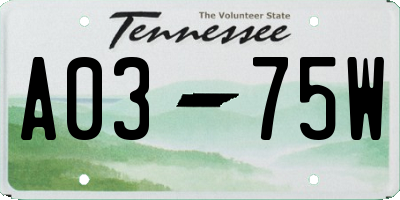 TN license plate A0375W