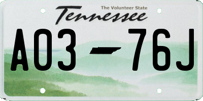 TN license plate A0376J