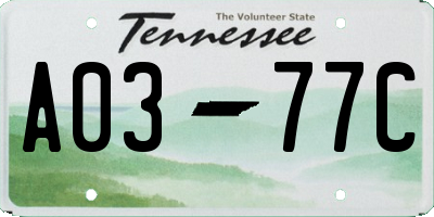 TN license plate A0377C